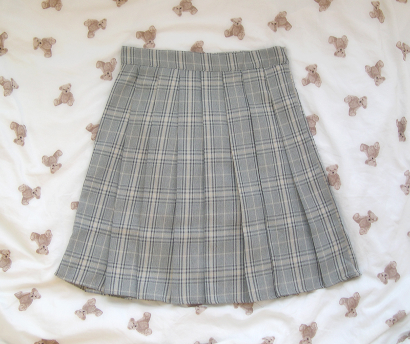 Gray check school skirts
